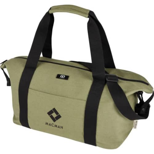 Custom Printed Recycled Canvas Sports Duffel Bag in Olive from Total Merchandise