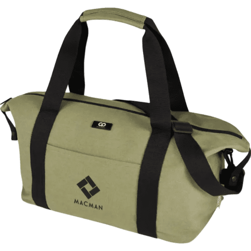 Custom Printed Recycled Canvas Sports Duffel Bag in Olive from Total Merchandise