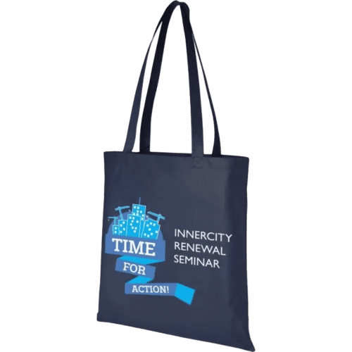 Logo branded Zeus Large Non-Woven Tote Bag in Navy Blue from Total Merchandise