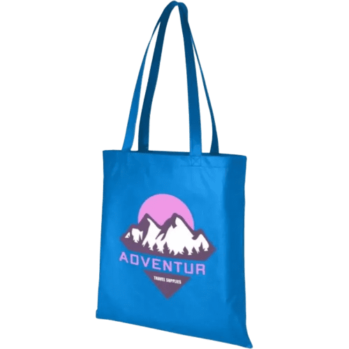 Logo printed Zeus Large Non-Woven Tote Bag in Process Blue from Total Merchandise