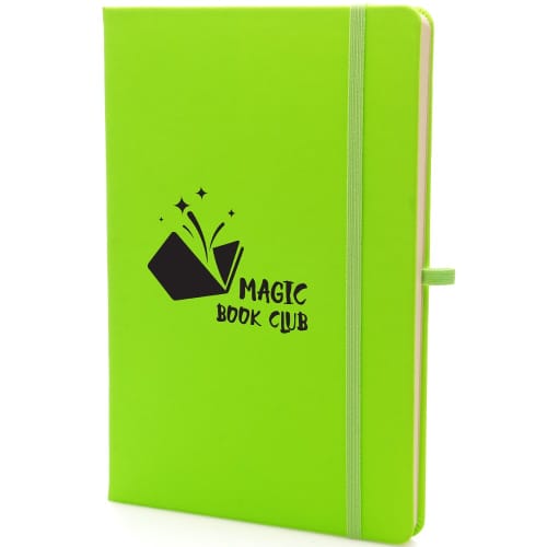 Promotional printed A5 Neon Mole Notebook in Green from Total Merchandise