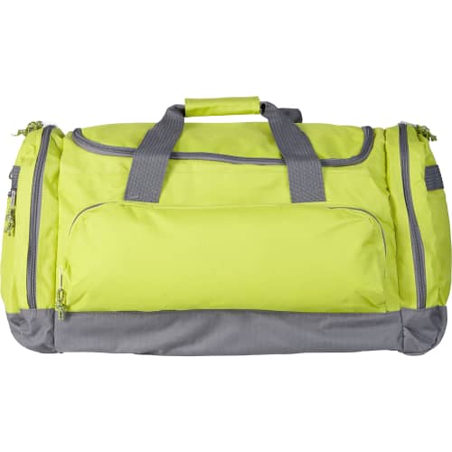 Custom Branded 600D Polyester Sports Bag in Lime printed with your logo from Total Merchandise