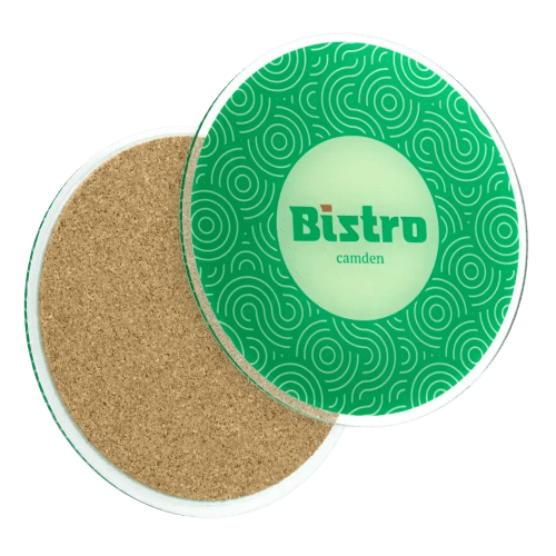 Promotional Medium Recycled Acrylic Coasters in Clear printed with your company logo
