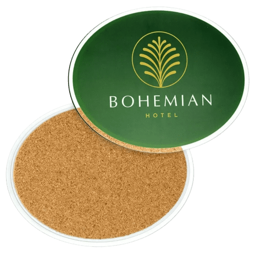 Logo Branded Promotional Medium Recycled Acrylic Coasters in Clear printed with your company logo