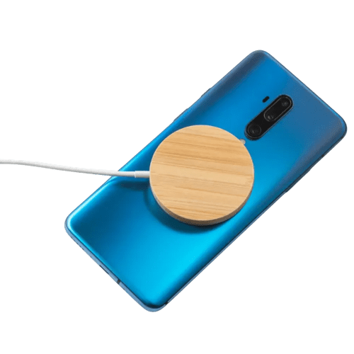 Custom Printed Bamboo Wireless Magnetic Charger printed with your logo from Total Merchandise