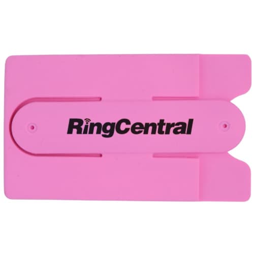 Branded Silicone Card Holder Stand in Pink from Total Merchandise