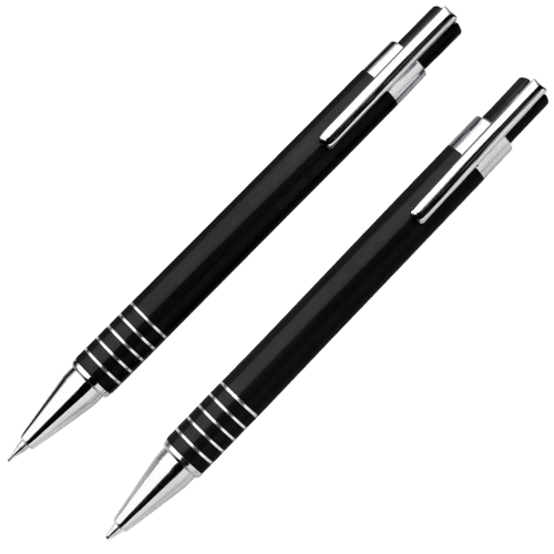 Logo Branded Lacquered Ballpen and Pencil Set in Black from Total Merchandise