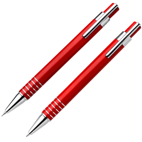 Custom Branded Lacquered Ballpen and Pencil Set in Red from Total Merchandise