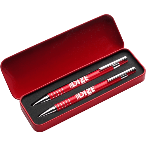 Promotional Lacquered Ballpen and Pencil Set in Red from Total Merchandise