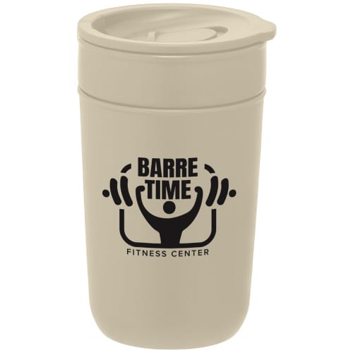 Logo Branded Danube Ceramic 350ml Coffee Cups in Cream printed with your company logo