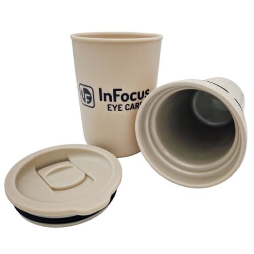 Promotional Danube Ceramic 350ml Coffee Cups in Cream printed with your company logo