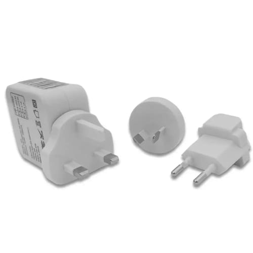 Branded Premium Travel Adaptor in White printed with your logo from Total Merchandise