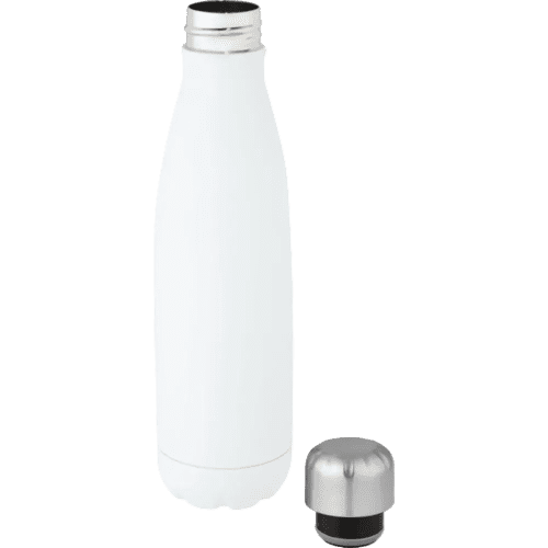Logo Printed Cove 500ml RCS Certified Recycled Stainless Steel Vacuum Insulated Bottle in White