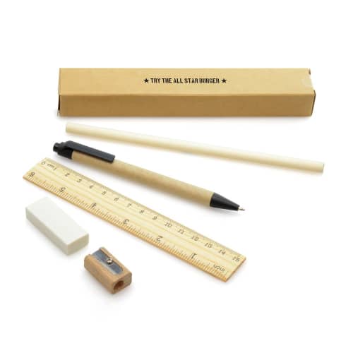 Custom Branded 5-Piece Eco-Friendly Stationery Set in Natural/Black from Total Merchandise