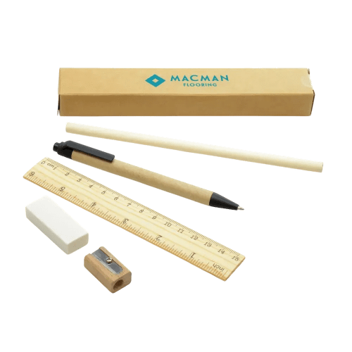 Custom Branded 5-Piece Eco-Friendly Stationery Set in Natural/Black from Total Merchandise