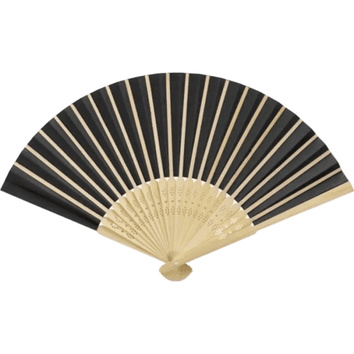 The back of the Carmen Bamboo Hand Fan with a design from Total Merchandise