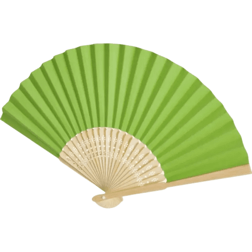Printed Carmen Bamboo Hand Fan in green with a design from Total Merchandise