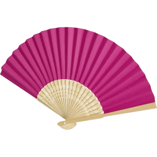 Custom printed Carmen Bamboo Hand Fan in Pink with a design from Total Merchandise