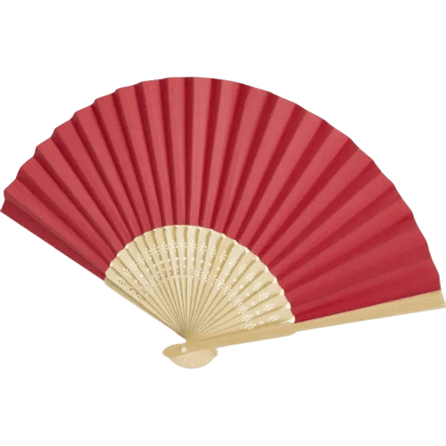 Promotional printed Carmen Bamboo Hand Fan in Red from Total Merchandise with a design