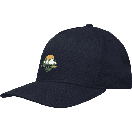 Promotional Onyx 5 Panel Recycled Cap in Navy branded with your logo from Total Merchandise