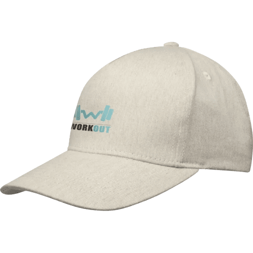 Custom Branded Onyx 5 Panel Recycled Cap in Oatmeal with your logo from Total Merchandise