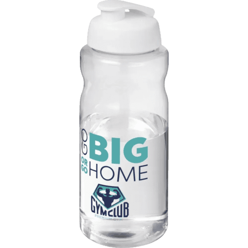 Promotional H2O Active® Big Base 1 Litre Flip Lid Sport Bottle in Clear/White from Total Merchandise