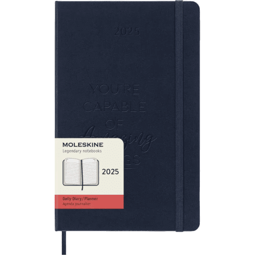 Promotional Moleskine Large Hard Cover 12 Month Daily Planner in Sapphire Blue