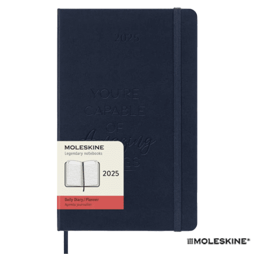 Promotional Moleskine Large Hard Cover 12 Month Daily Planner in Sapphire Blue
