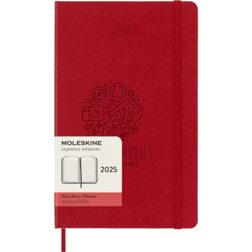 Personalisable Moleskine Large Hard Cover 12 Month Daily Planner in Scarlet Red