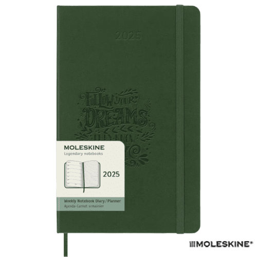 Logo Branded Moleskine Large Hard Cover 12 Month Weekly Planner in Myrtle Green