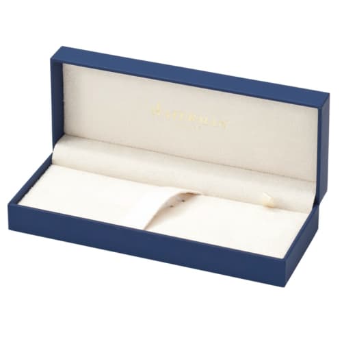 An open image of the dark blue waterman gift box that your pen comes in