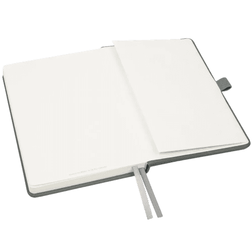 Customised A5 Luxury Moretti Notebooks in Light Grey branded with your logo from Total Merchandise
