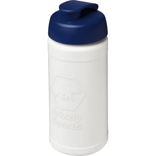 Custom 500ml Baseline Rise Sports Bottle with Flip Lid in Blue/White from Total Merchandise