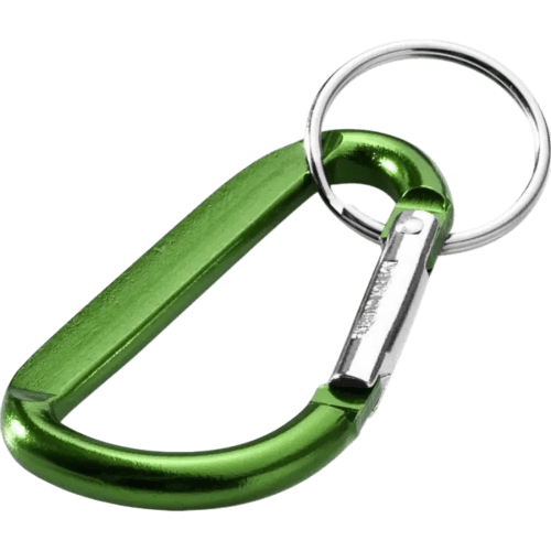 Branded Timor Recycled Aluminium Carabiner Keyring in Green from Total Merchandise
