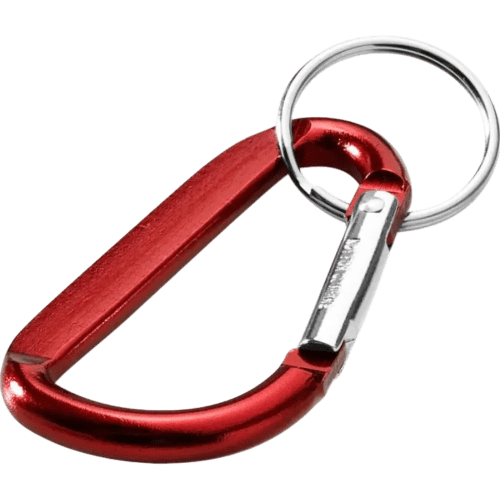 Promotional Timor Recycled Aluminium Carabiner Keyring in Red from Total Merchandise