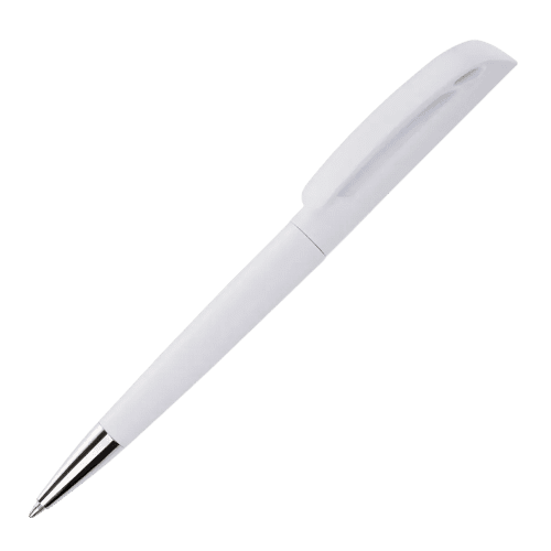 Logo Printed Candy Ballpen in White with a printed design from Total Merchandise