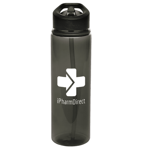 Customisable 725ml Evander Recycled Coloured Bottle in Black printed with your company logo