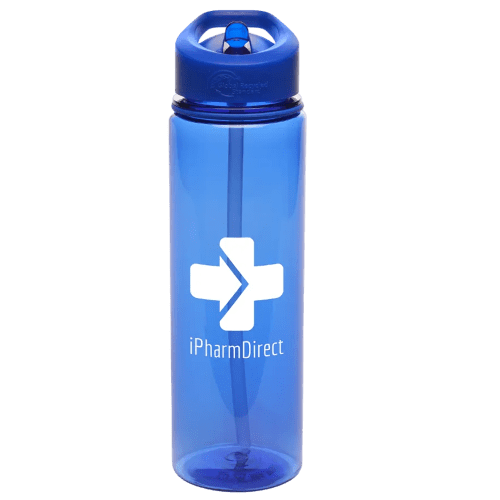 Promotional 725ml Evander Recycled Coloured Bottle in Blue printed with your company logo
