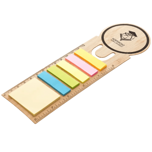 Custom branded Bamboo Sticky Note Bookmark with a design from Total Merchandise