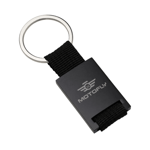 Customisable Kemer Metal Keyrings in Black/Black engraved with your logo from Total Merchandise