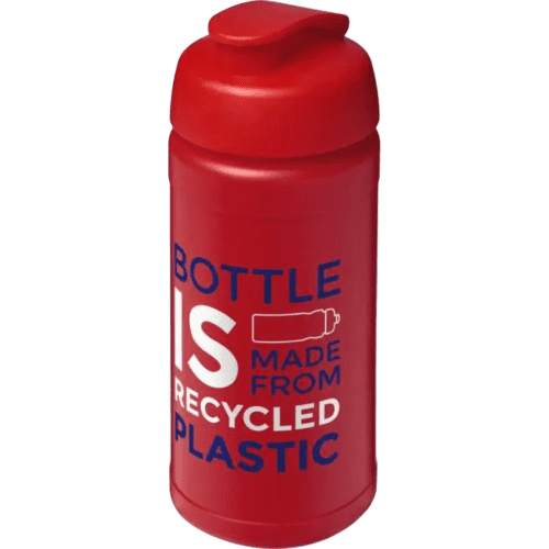 Branded 500ml Baseline Recycled Sports Bottle with Flip Lid in Red from Total Merchandise