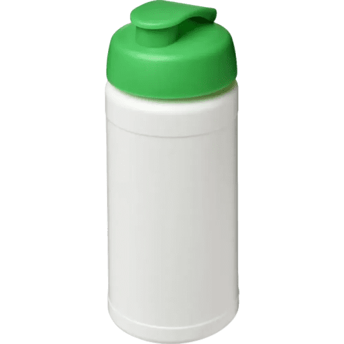 Branded 500ml Baseline Recycled Sports Bottle with Flip Lid in White/Green from Total Merchandise