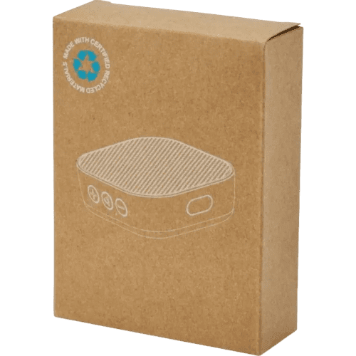 How our custom branded Stark RCS Recycled Plastic Bluetooth Speakerscome packaged