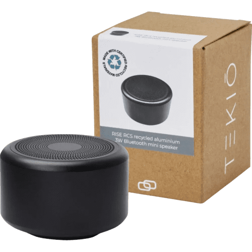Promotional RCS Recycled Aluminium Bluetooth® Mini Speaker in Black from Total Merchandise