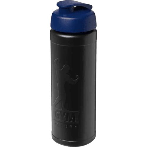 Promotional 750ml Baseline Sports Bottle with Flip Lid in Black/Blue from Total Merchandise