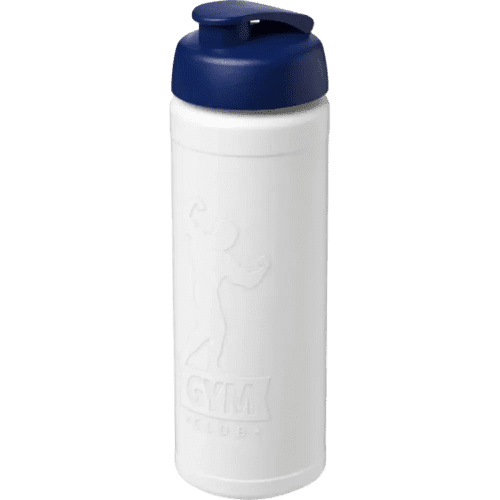 Personalised 750ml Baseline Sports Bottle with Flip Lid in White/Blue from Total Merchandise