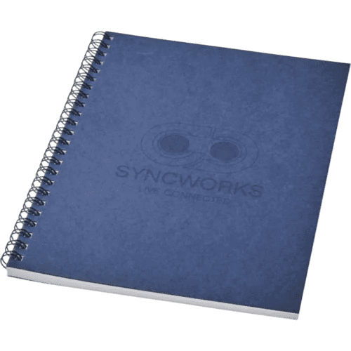 Logo branded Recycled A5 Colour Spiral Notebook in Dark Blue from Total Merchandise