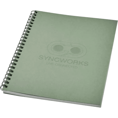 Custom printed Recycled A5 Colour Spiral Notebook in Heather Green from Total Merchandise