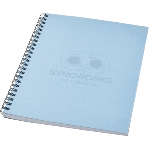 Branded Recycled A5 Colour Spiral Notebook in Light Blue from Total Merchandise