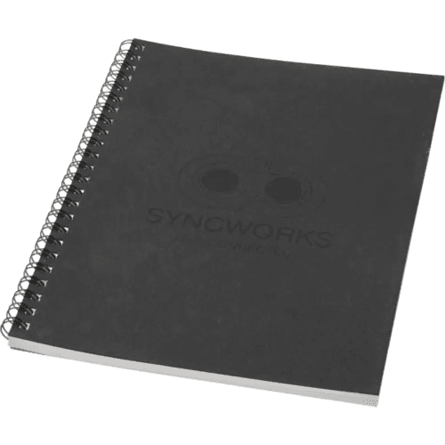 Promotional Recycled A5 Colour Spiral Notebook in Solid Black from Total Merchandise